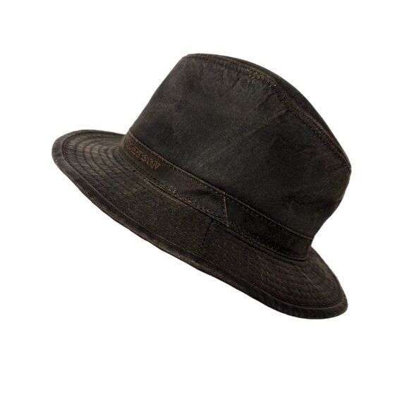 Stetson Mens Size XL Brown Leather Fedora Hat Vintage - Picture 5 of 11